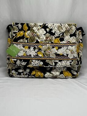 Vera Bradley Dogwood Pattern Messenger Bag Tote Adjustable Strap Office NWT